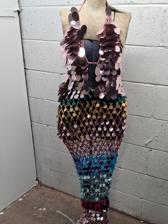 Handmade Dresses & Skirts - NWOT Womens Handmade Crochet Maxi Dress with Colorful Sequins